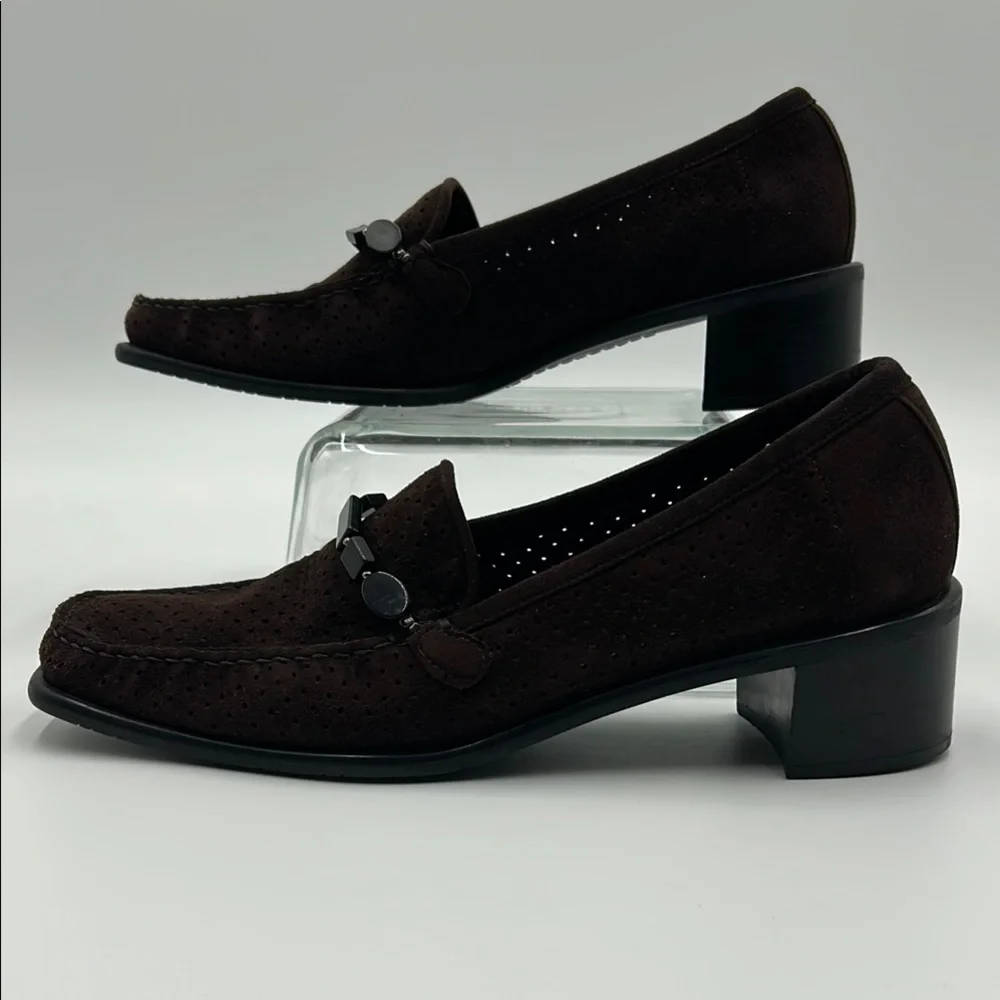 Stuart Weitzman Brown Suede Loafers Slip-On Design 7M - Picture 5 of 14